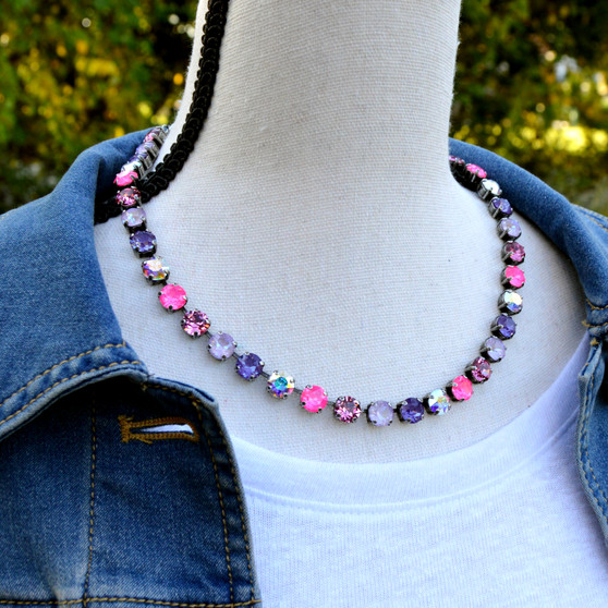 Antique Silver | Tropical Blossom | 8.5mm Crystal Necklace