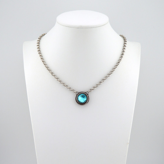 Light Turquoise 12mm Wave Pendant Necklace