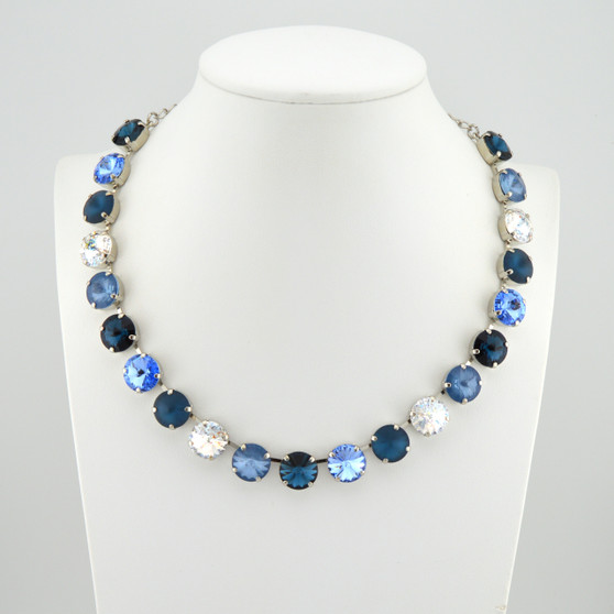 Rhodium | Dazzling Denim | 3/4 Length | 12mm Necklace