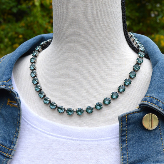 Antique Silver - Pine Ignite - 8.5mm Crystal Necklace