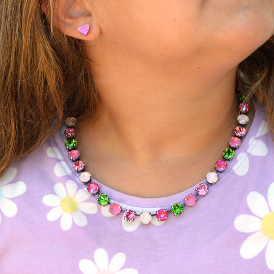 Antique Silver | Sweet Strawberry | 8.5mm Crystal Jewelry Necklace