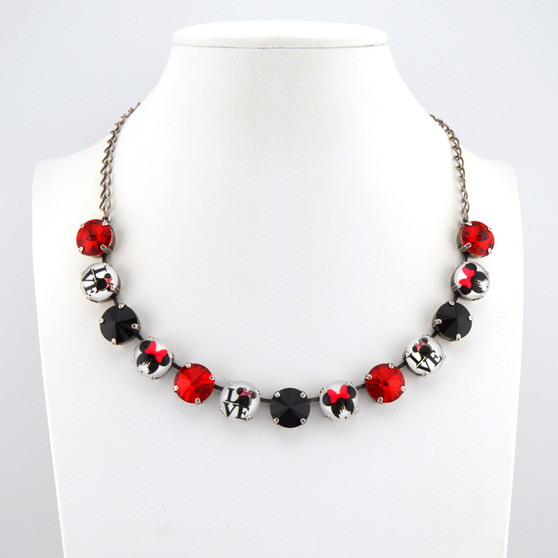 Antique Silver | 1/2 Length | 12mm Crystal Jewelry Necklace