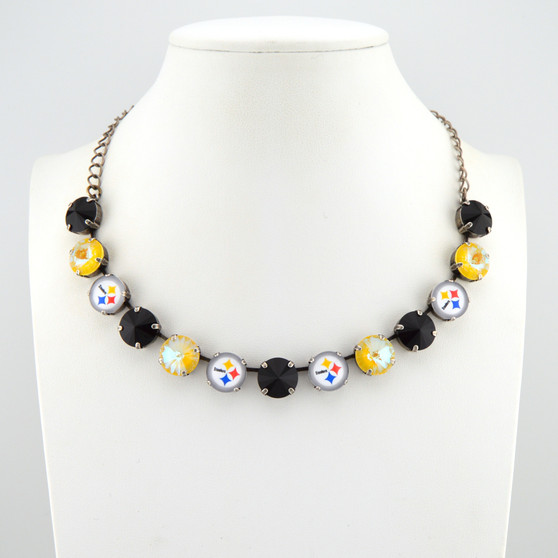 Antique Silver | Steel Curtain | 1/2 Length | 12mm Crystal Necklace