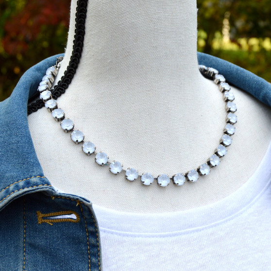 Antique Silver | Electric White Ignite | 8.5mm Crystal Jewelry Necklace Antique Silver | Electric White Ignite | 8.5mm Crystal Jewelry Necklace