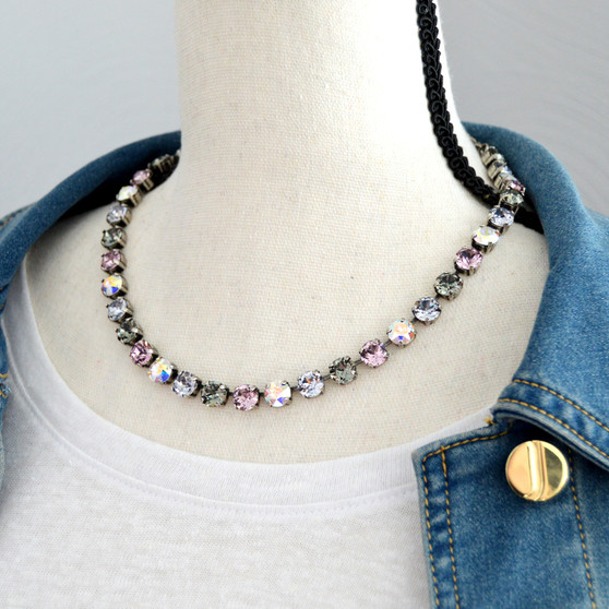 Antique Silver | Mauvelous | 8.5mm Crystal Necklace