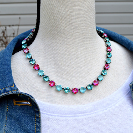 Antique Silver | Turquoise Glow | 8.5mm Necklace