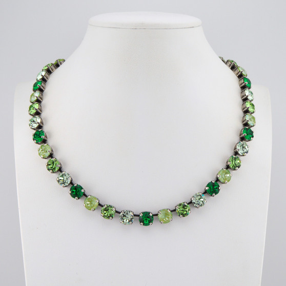 Antique Silver | Paradise Palms | 8.5mm Crystal Necklace