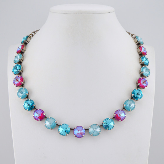 Antique Silver | Turquoise Glow | 3/4 Length | 12mm Necklace