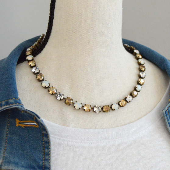 Antique Brass | Candlelight | 8.5mm Crystal Necklace