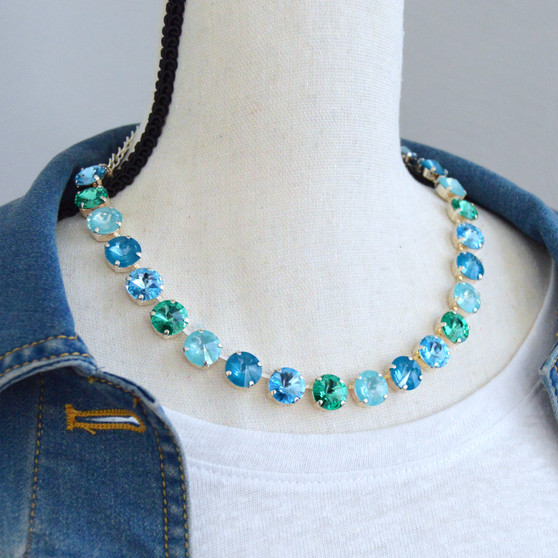 Shiny Silver | Laguna Luxe | 3/4 Length | 12mm Crystal Necklace