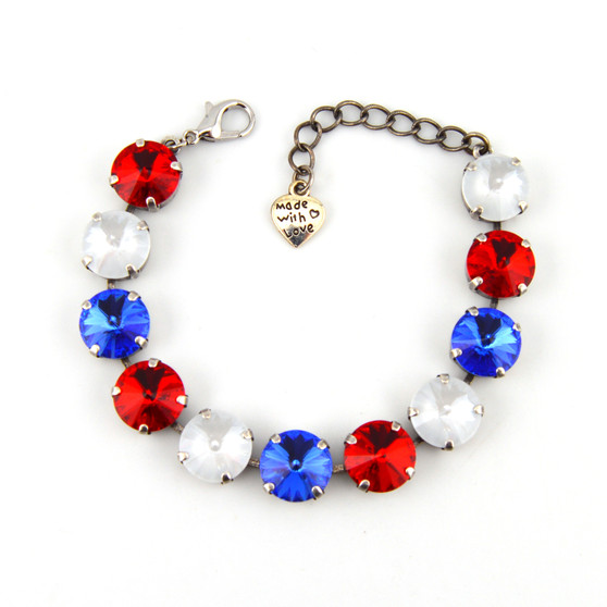 Antique Silver | American Charm | 12mm Crystal Bracelet