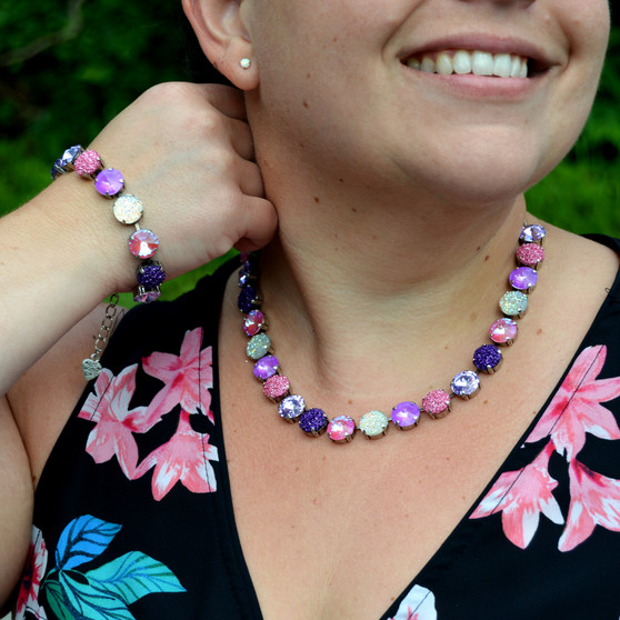 Antique Silver | Stardust | 3/4 Length | 12mm Crystal Necklace & Bracelet