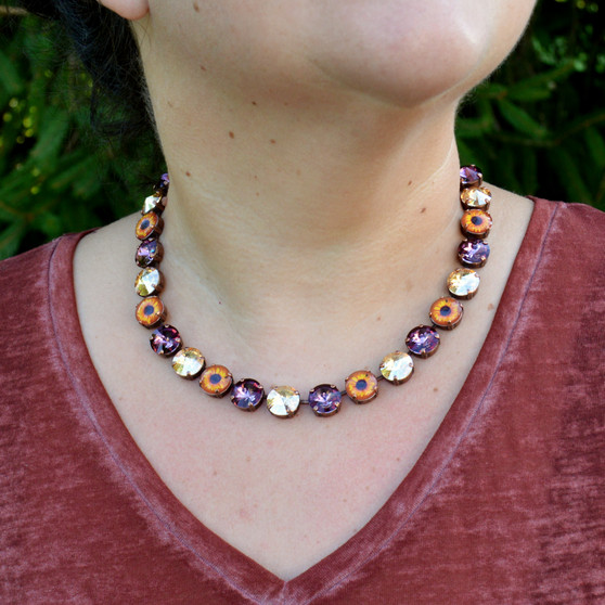 Antique Copper | Serenity Fields | 3/4 Length | 12mm Crystal Necklace
