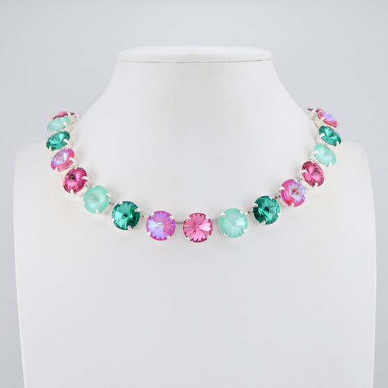 Shiny Silver | Refreshing Mint | 3/4 Length | 12mm Crystal Necklace