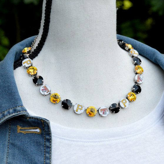 Antique Silver | Bucco Bling | 3/4 Length | 12mm Crystal Jewelry Necklace