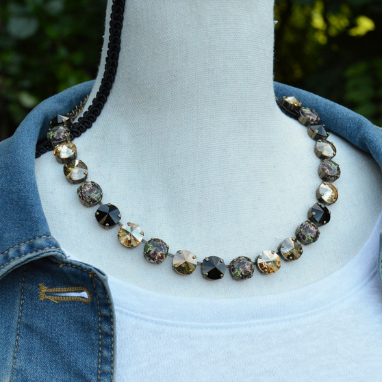 Antique Brass | Buck Wild | 3/4 Length | 12mm Crystal Necklace