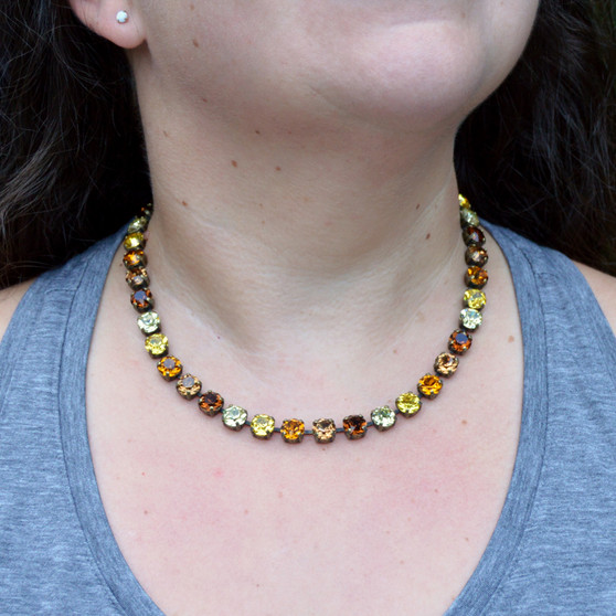Antique Brass | Sunflower | 8.5mm Crystal Necklace