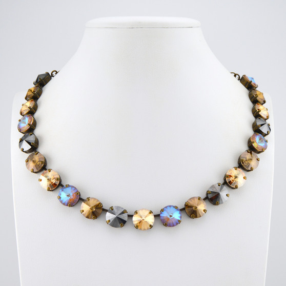 Antique Brass | Rustic Bronze | 3/4 Length | 12mm Crystal Necklace