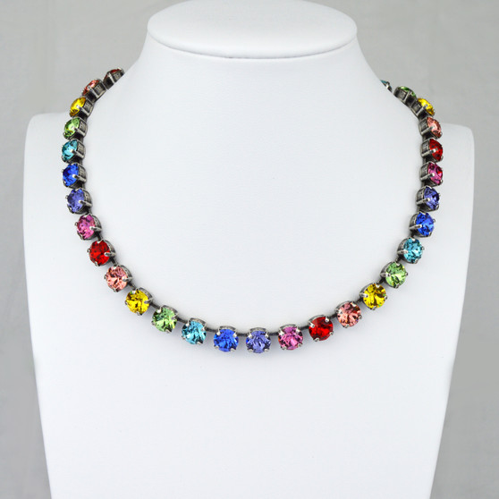 Antique Silver | Color Pop | 8.5mm Crystal Necklace
