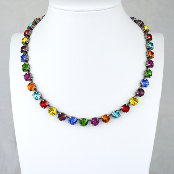 Antique Silver | Bold Spectrum | 8.5mm Crystal Necklace