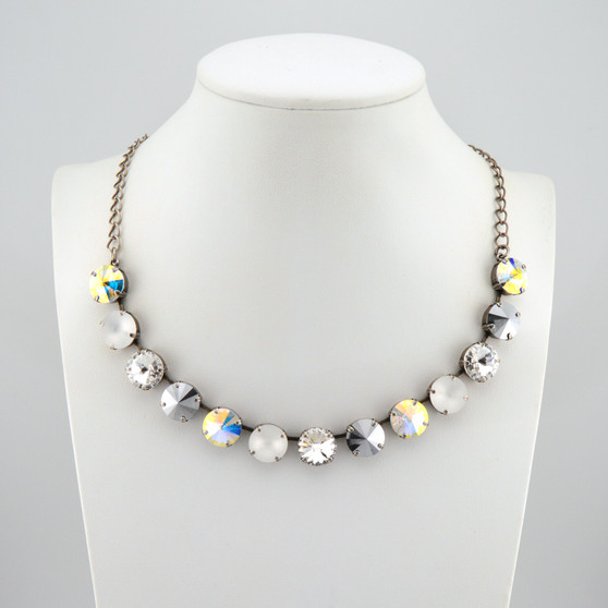 Chromatic | 1/2 Length | Antique Silver | 12mm Crystal Necklace