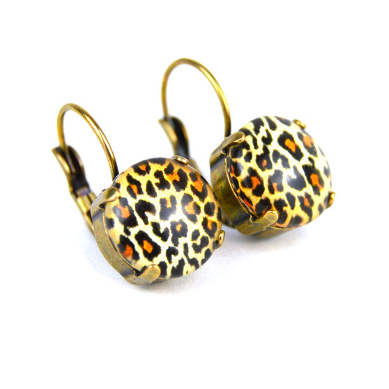Antique Brass | Luxurious Leopard | 12mm Drop Earrings