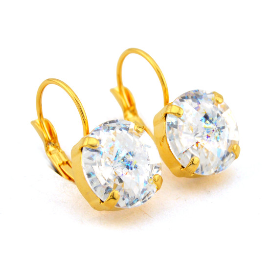 Gold | White Patina | 12mm Drop Earrings