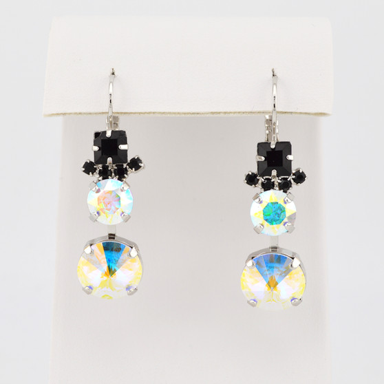 Crystal Aurora Borealis Snowman Drop Earrings