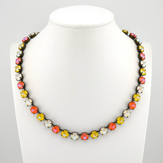 Antique Brass | Candy Corn | 8.5mm Crystal Necklace