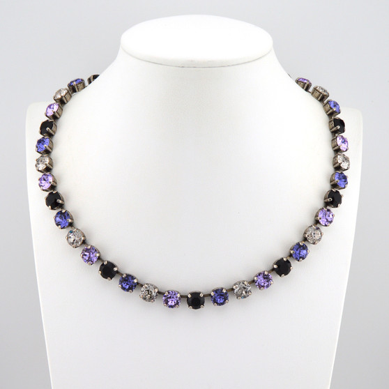 Chills and Thrills 8.5mm Austrian Crystal Necklace in Antique Silver