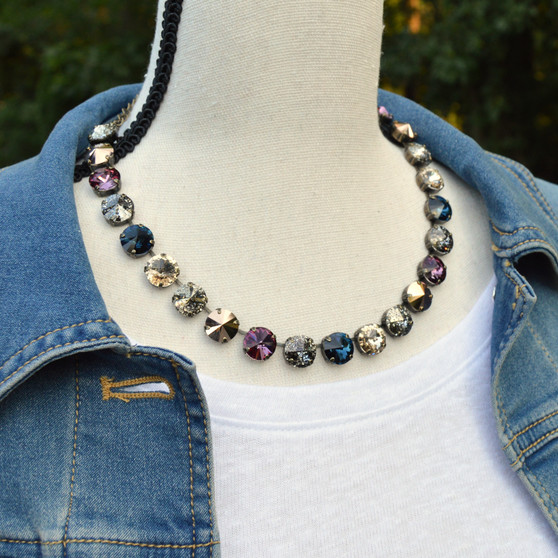 Antique Brass | 3/4 Length | Fall Patina 12mm Crystal Necklace