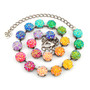 Pastel Rainbow Druzy 3/4 Necklace in Antique Silver