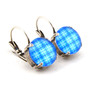 Blue Plaid 12mm Drop Earrings in Antique Silver
