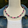 Antique Silver | Pinkalicious | 8.5mm Crystal Necklace