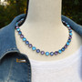 Antique Silver   Blue Raspberry | 8.5mm Crystal Necklace