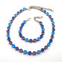 Antique Silver   Blue Raspberry | 8.5mm Crystal Necklace & Bracelet