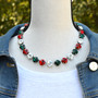 Mistletoe 3/4 Length Crystal Necklace in Antique Silver
