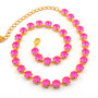 Gold | Electric Pink Ignite | 8.5mm Crystal Necklace