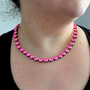 Antique Silver | Electric Pink Ignite | 8.5mm Crystal Necklace