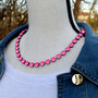 Antique Silver | Electric Pink Ignite | 8.5mm Crystal Necklace