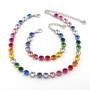 Rhodium | Colorful Rainbow | 8.5mm Crystal Necklace & Bracelet