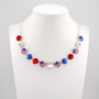 Flag of America 12mm Crystal Necklace Half Length in Shiny Silver