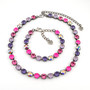 Antique Silver | Tropical Blossom | 8.5mm Crystal Necklace & Bracelet