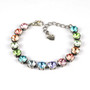 Pastel Rainbow 8mm Crystal Jewelry Bracelet in Antique Silver