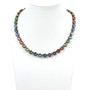 Pastel Rainbow 8mm Crystal Jewelry Necklace in Antique Silver