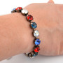 Stars & Stripes 8mm Crystal Jewelry Bracelet in Antique Silver Setting