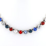 Stars & Stripes 8.5mm Austrian Crystal Jewelry Necklace in Antique Silver