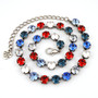 Stars & Stripes 8.5mm Austrian Crystal Jewelry Necklace in Antique Silver