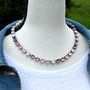 Antique Silver | Smoky Pink | 8.5mm Crystal Necklace