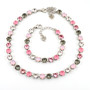 Antique Silver | Smoky Pink | 8.5mm Crystal Necklace & Bracelet Set